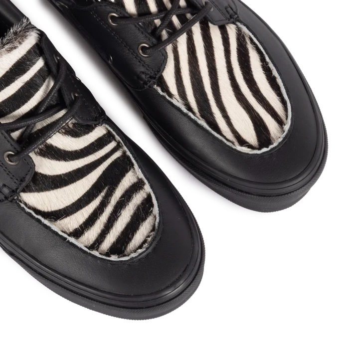 2 Eyelet Boat Shoe- Pony Hair Black
