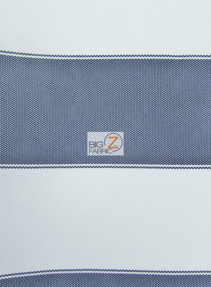 2 Tone Stripe Deck Canvas Outdoor Waterproof Fabric Fabric / Navy/White / Sold By The Yard Closeout!!!