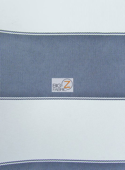 2 Tone Stripe Deck Canvas Outdoor Waterproof Fabric Fabric / Navy/White / Sold By The Yard Closeout!!!