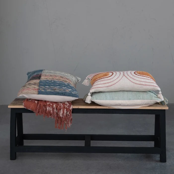 20" Woven Jute and Cotton Pillow - Madison's Niche