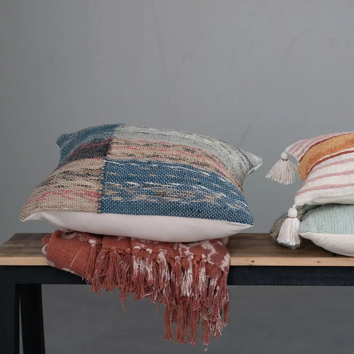 20" Woven Jute and Cotton Pillow - Madison's Niche