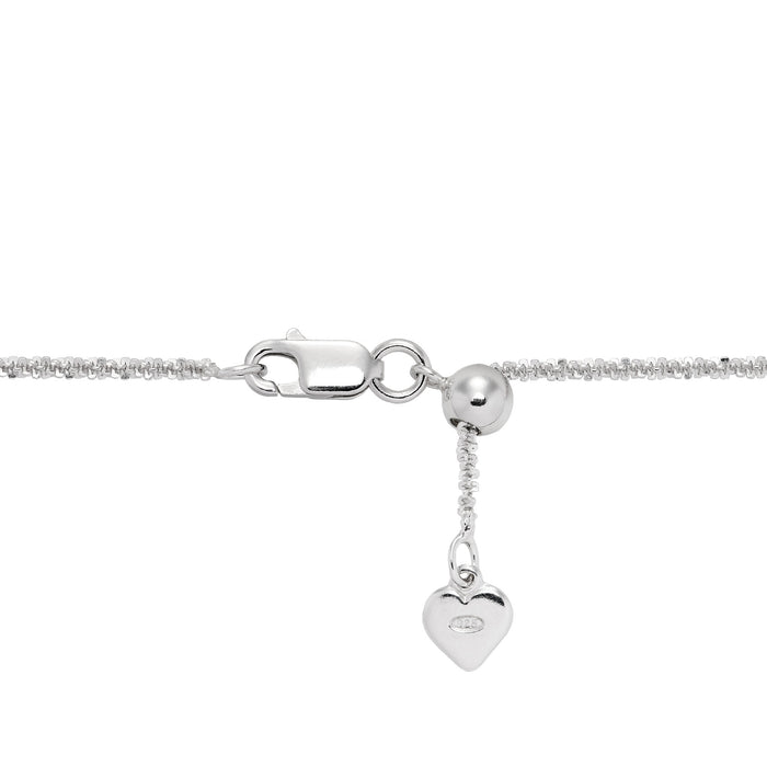 24" Adjustable 1.5mm Margarita Chain in Sterling Silver with Lobster Claw Clasp and Adjustable Ball Mechanism