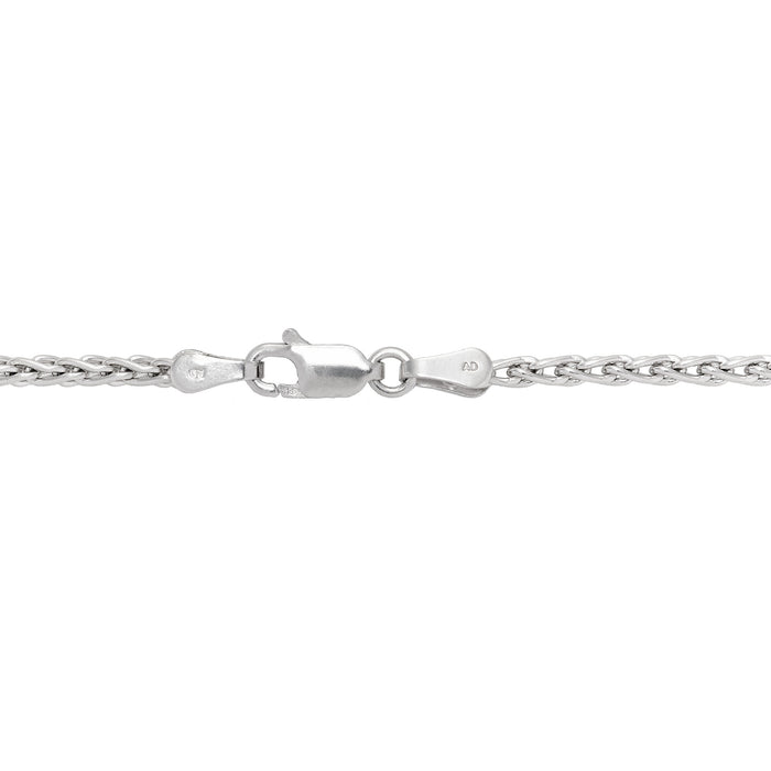 2.5mm Espiga Chain in Sterling Silver with Lobster Claw Clasp on a white background