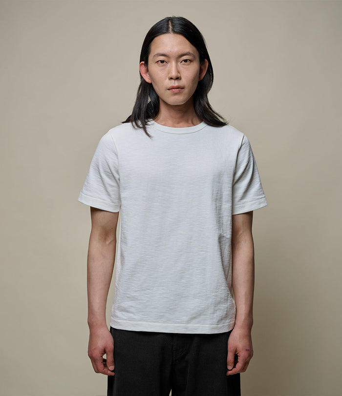2S14 Loopwheeled Heavy T Shirt - White, worn
