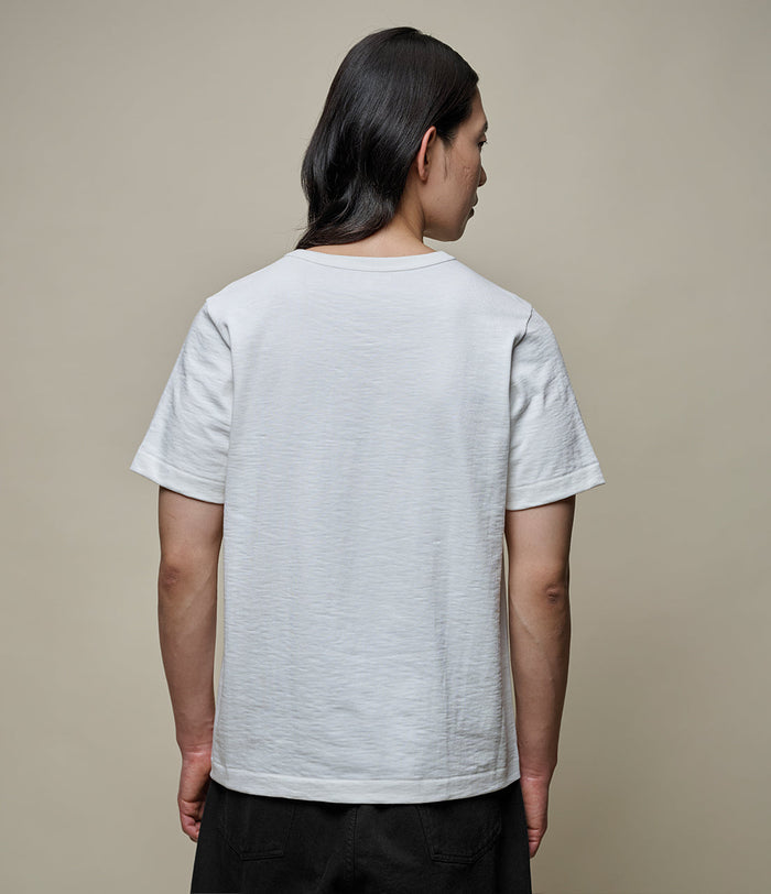 2S14 Loopwheeled Heavy T Shirt - White, worn detail