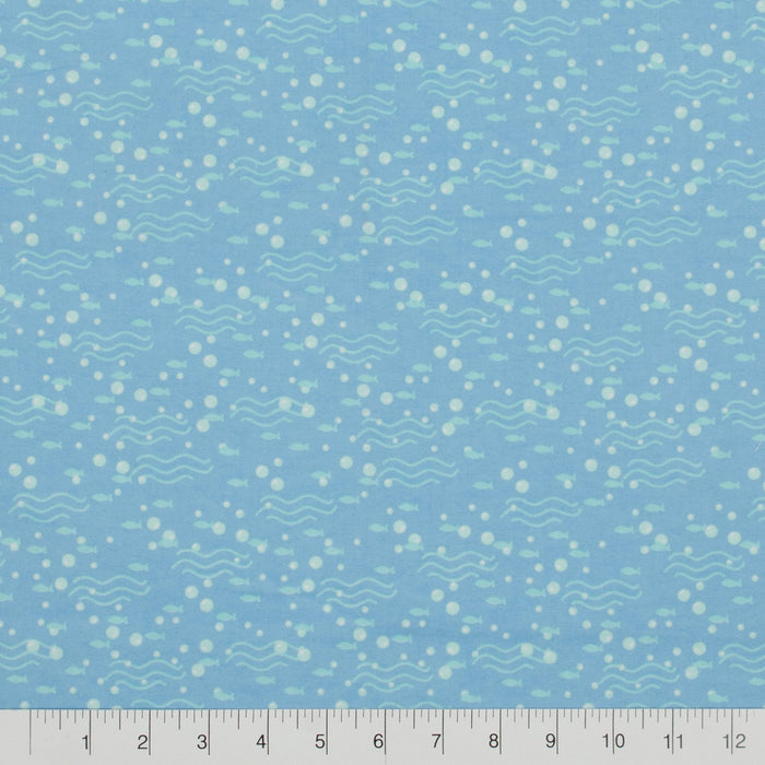 3 Flannel Fat Quarters Sealife Little Feet Boutique Blue White 18" x 21" Baby