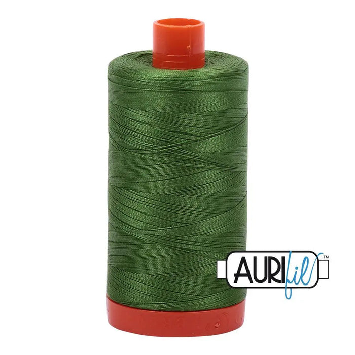 5018 Dark Green Grass Aurifil Cotton 50wt Large Spool||color:5018 Dark Green Grass