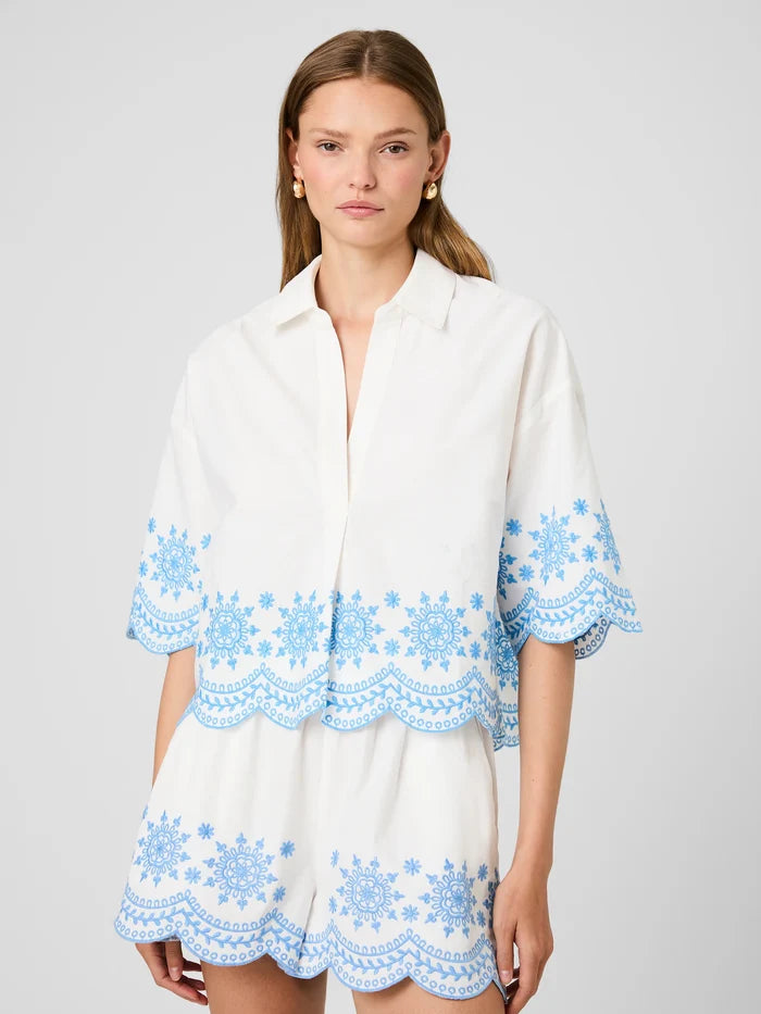 Alissa Embroidered Popover in Poolside - Madison's Niche