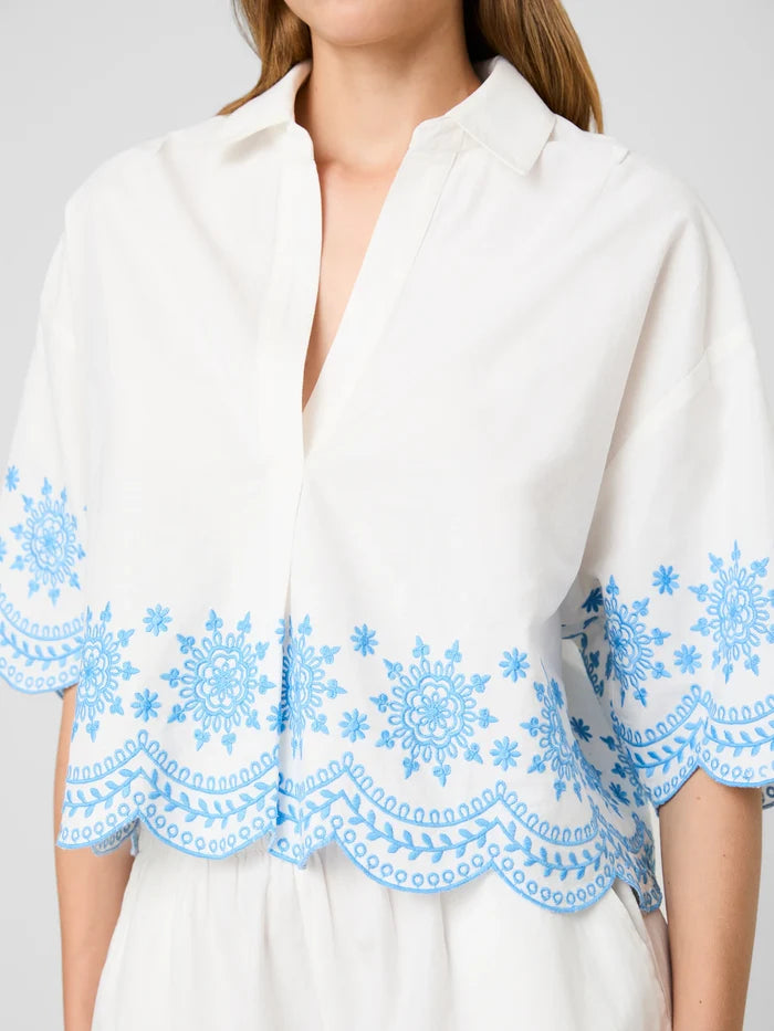 Alissa Embroidered Popover in Poolside - Madison's Niche