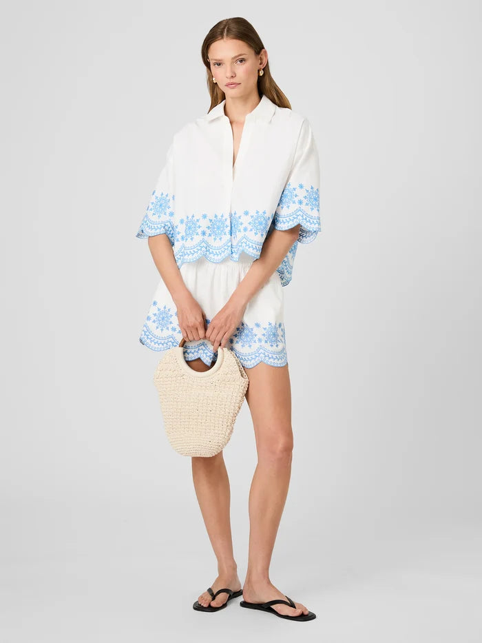 Alissa Embroidered Shorts in Poolside - Madison's Niche