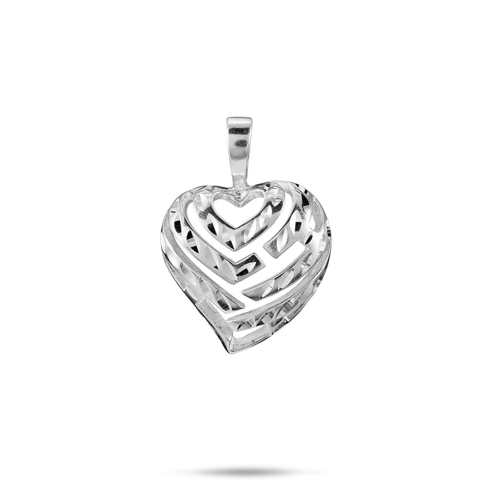 18mm Aloha Heart Pendant in Sterling Silver on a white background