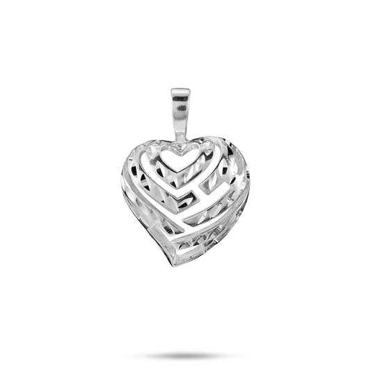 18mm Aloha Heart Pendant in Sterling Silver on a white background