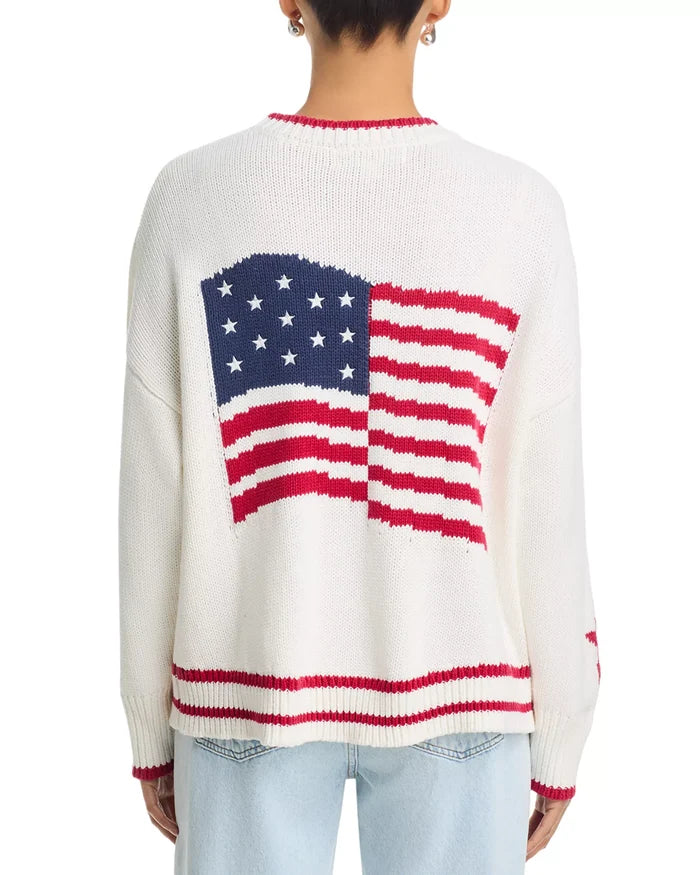 American Flag Cardigan in White - Madison's Niche