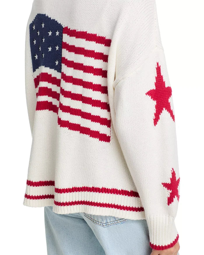 American Flag Cardigan in White - Madison's Niche