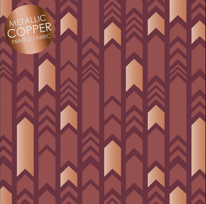 Arrowheads Rust Metallic Print on Brown 100% Cotton Fabric Price per Yard Novelty