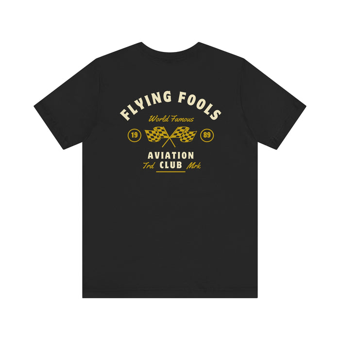 Aviation Club Tee — "Flying Fools" Racing Flag Graphic