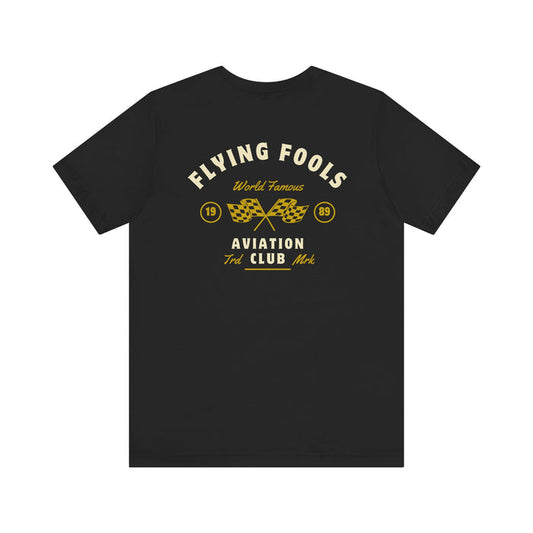 Aviation Club Tee — "Flying Fools" Racing Flag Graphic