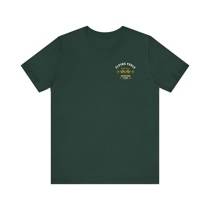Aviation Club Tee — "Flying Fools" Racing Flag Graphic