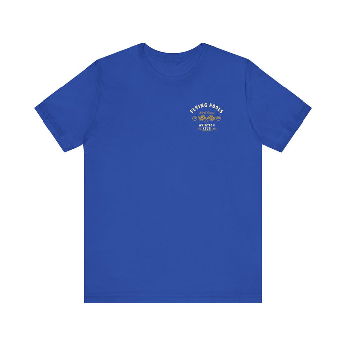 Aviation Club Tee — "Flying Fools" Racing Flag Graphic