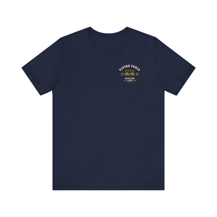 Aviation Club Tee — "Flying Fools" Racing Flag Graphic