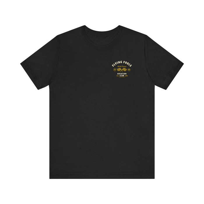 Aviation Club Tee — "Flying Fools" Racing Flag Graphic