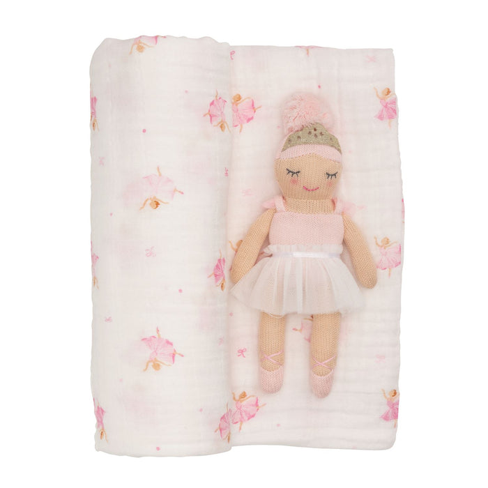 Ballerina Swaddle And Rattle Set