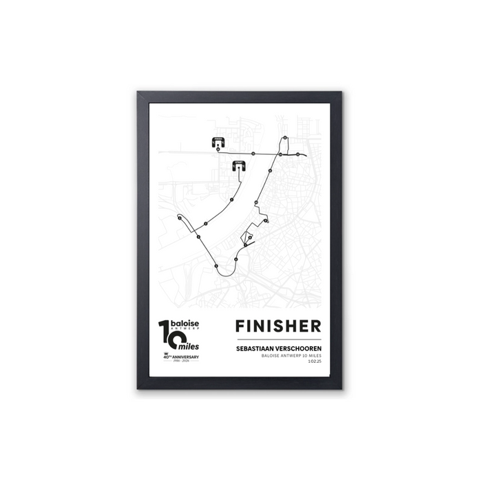 Baloise Antwerp 10 Miles - Framed poster parcours - 30x45cm