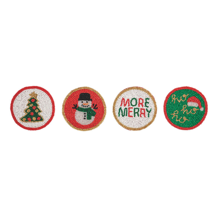 Beaded Holiday Coaster Set