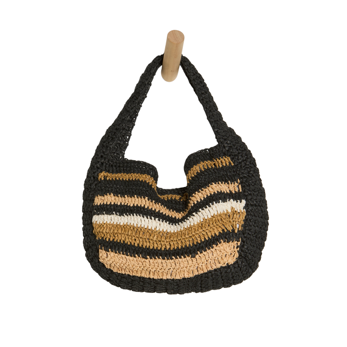 Belize Shell Clutch in Tan & Black - Madison's Niche