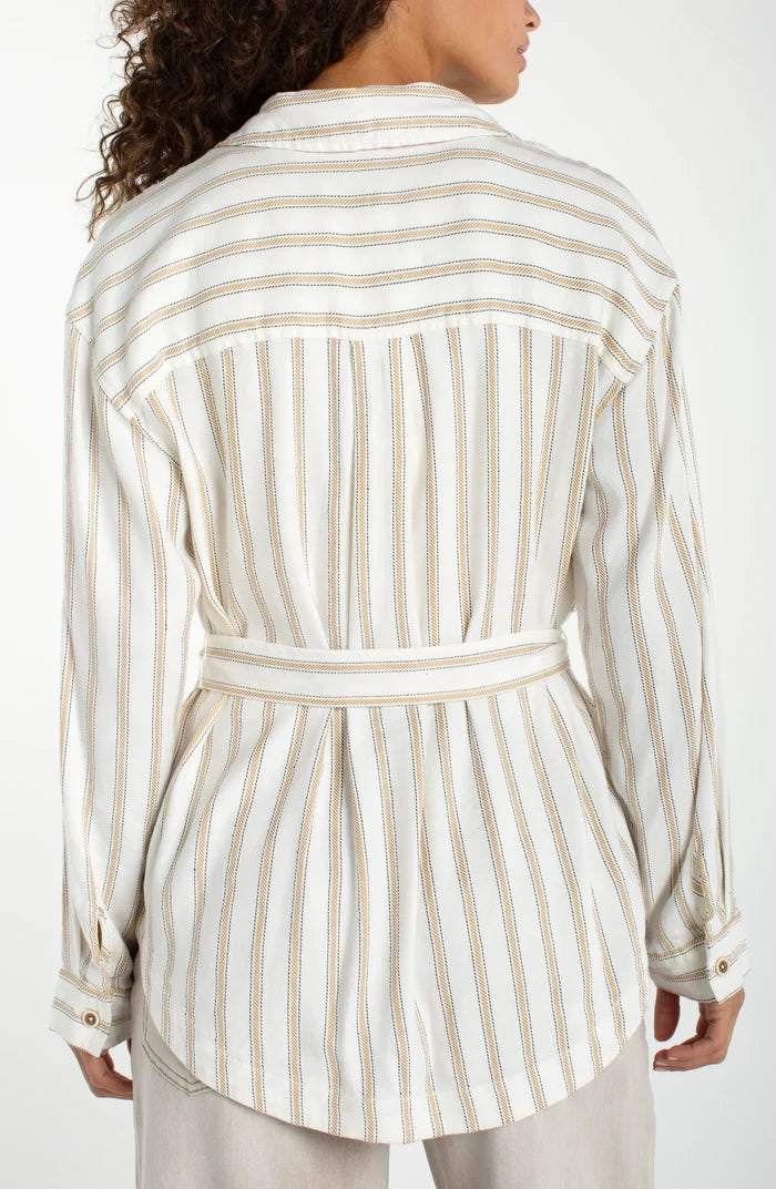 Belted Shacket in Cream - Madison's Niche