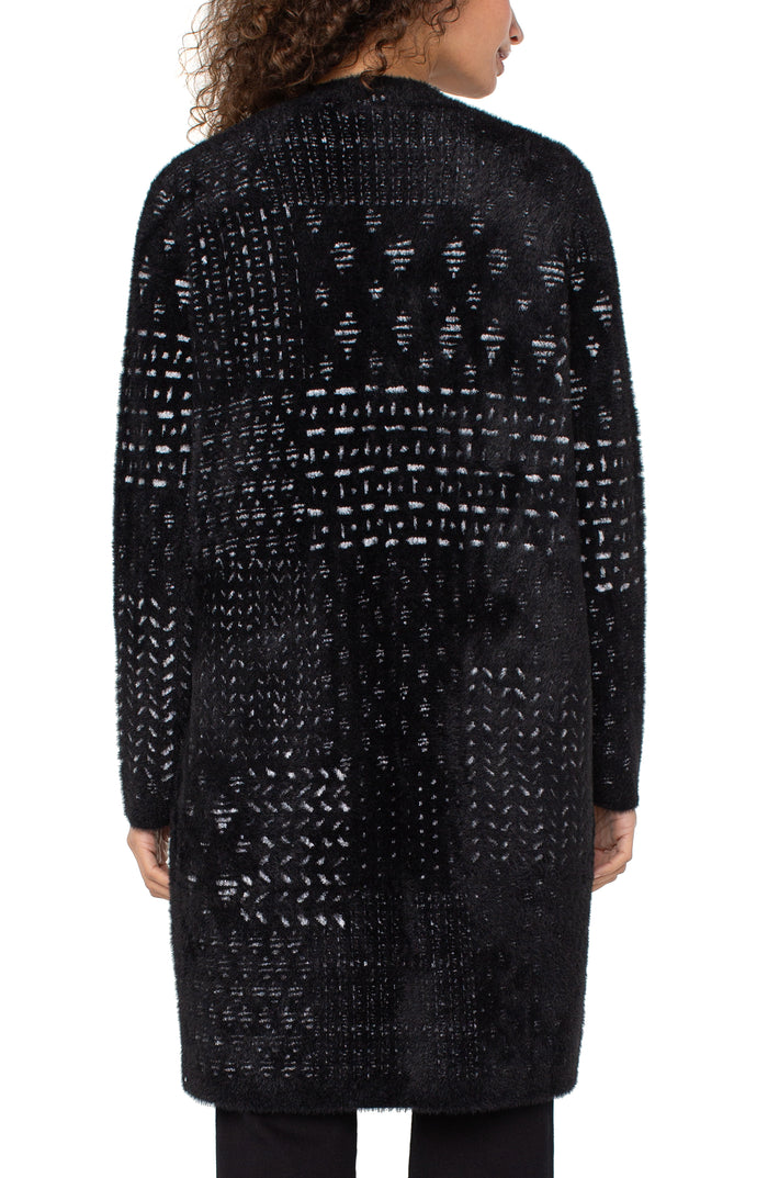 Black Collarless Sweater Coat - Madison's Niche