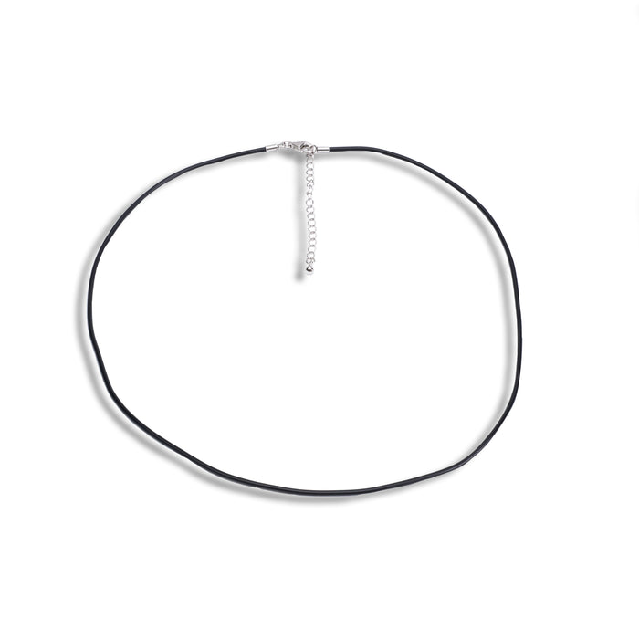 18-inch Black Rubber Cord Chain in Sterling Silver with Adjustable Lobster claw Clasp