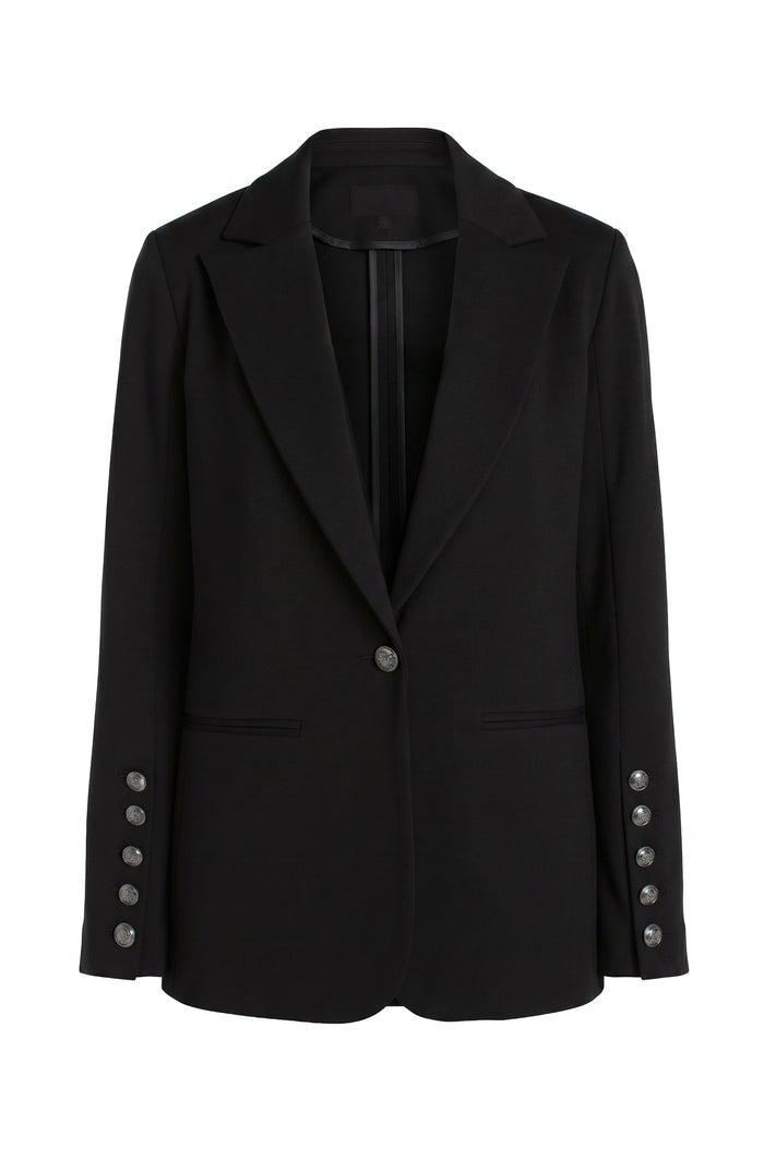 Blazer with Button Sleeve in Black