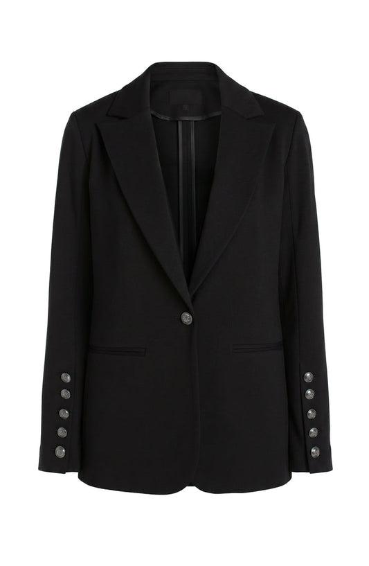 Blazer with Button Sleeve in Black