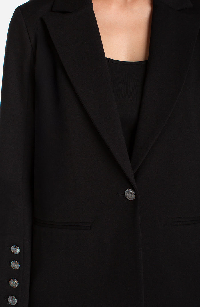 Blazer with Button Sleeve in Black