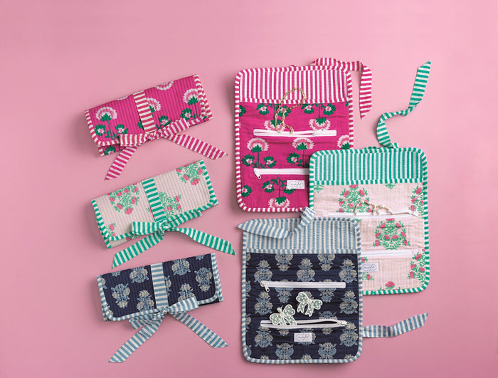 Block Print Jewelry Roll - Madison's Niche
