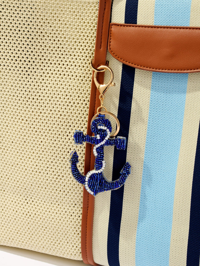Blue Anchor Beaded Key Ring - Madison's Niche