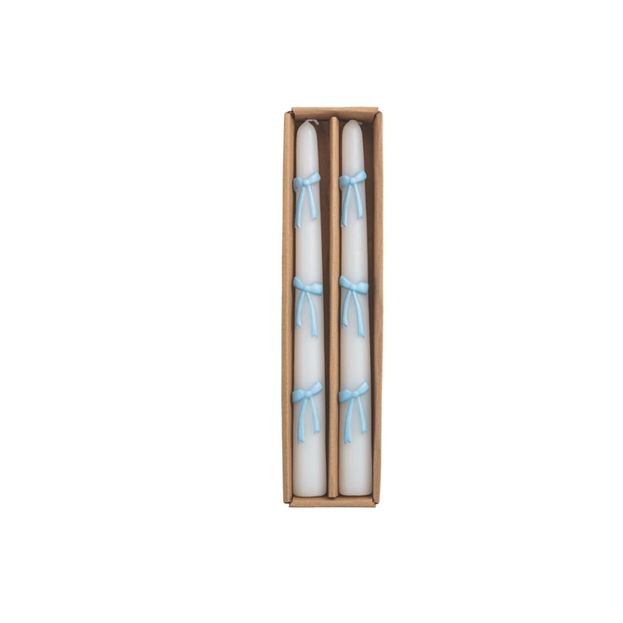 Blue Bow Candlesticks - Madison's Niche