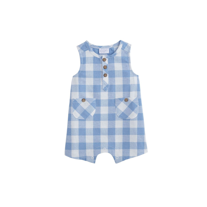 Blue Check Romper - Madison's Niche
