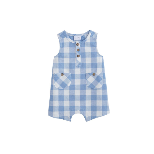 Blue Check Romper - Madison's Niche