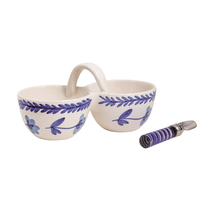 Blue Floral Double Tidbit - Madison's Niche