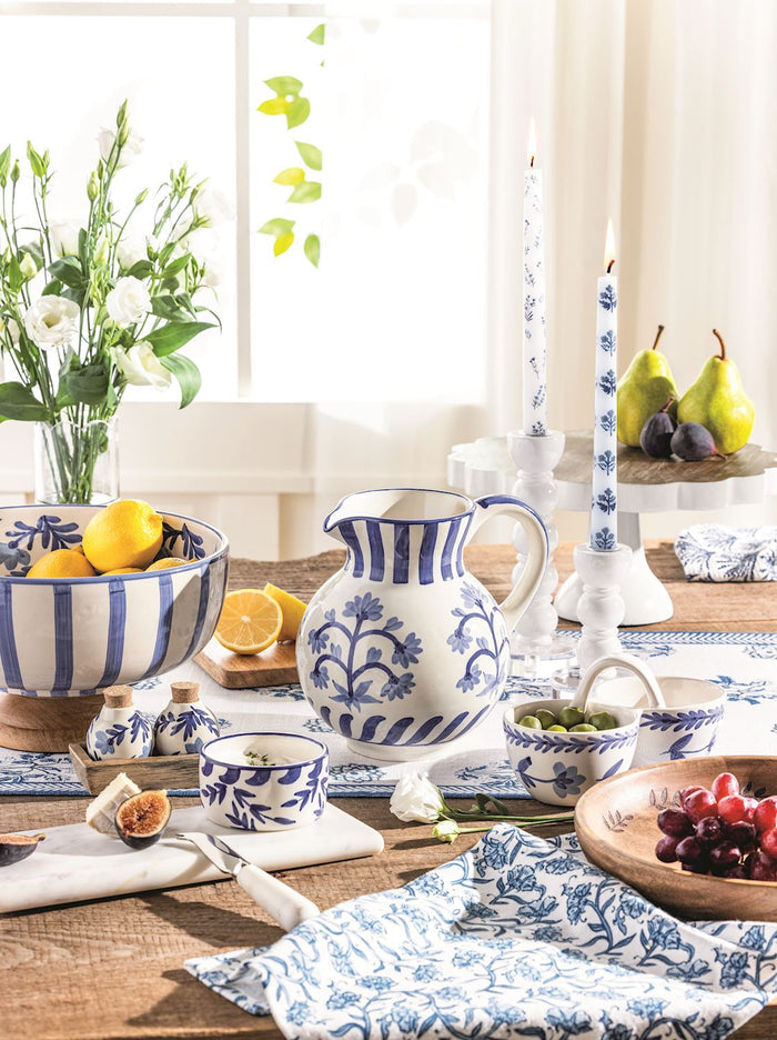 Blue Floral Pitcher - Madison's Niche