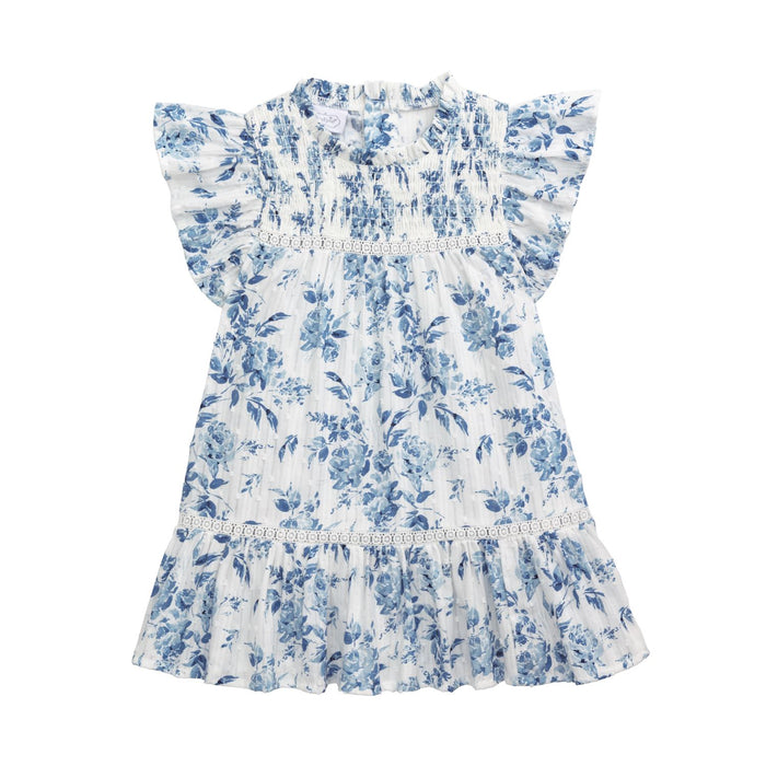 Blue Floral Smocked Dress - Madison's Niche