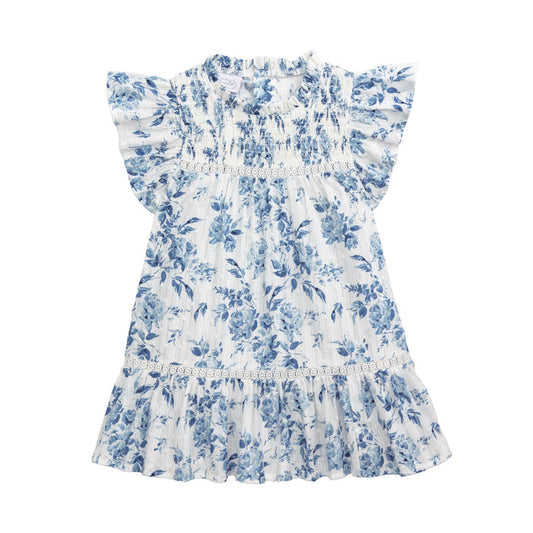 Blue Floral Smocked Dress - Madison's Niche