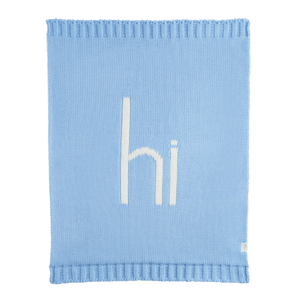 Blue Hi Baby Blanket - Madison's Niche