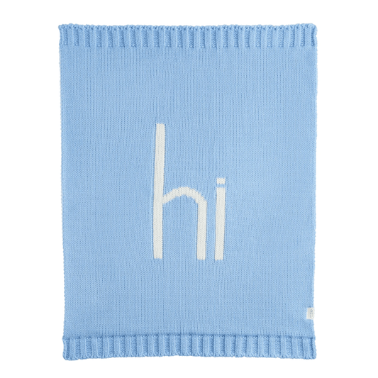 Blue Hi Baby Blanket - Madison's Niche