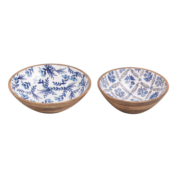 Blue Pattern Wood Enamel Bowl - Madison's Niche