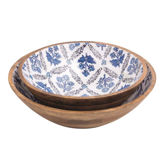 Blue Pattern Wood Enamel Bowl - Madison's Niche