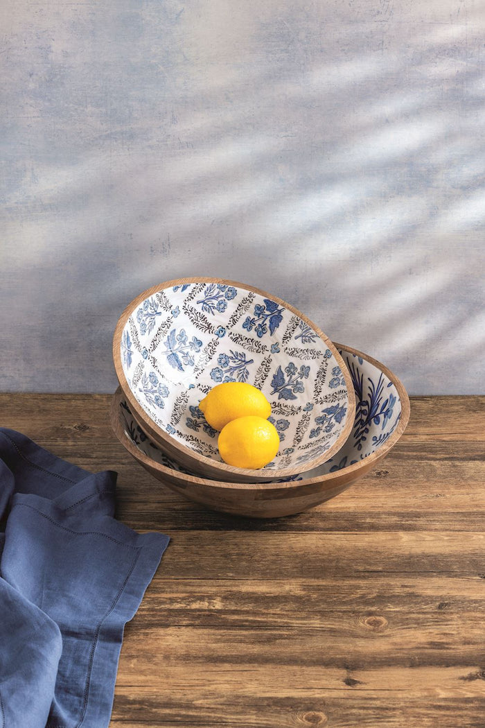 Blue Pattern Wood Enamel Bowl - Madison's Niche