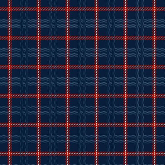Blue Primo Plaids: Americana Navy Cotton Flannel 44"/45" Fabric Per Yard